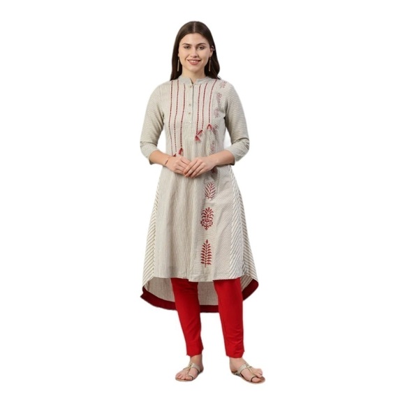 VIHAAN IMPEX Striped A-line Kurta with Tassels NWT - Picture 10 of 10